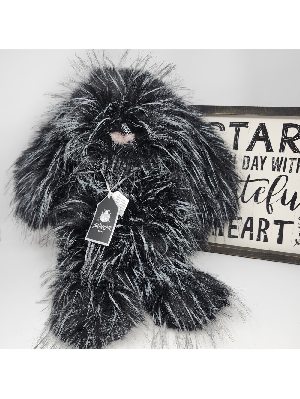Jellycat Inkli Bunny Big Bashful Luxe Black Gray Plush NWT BAH2BCB